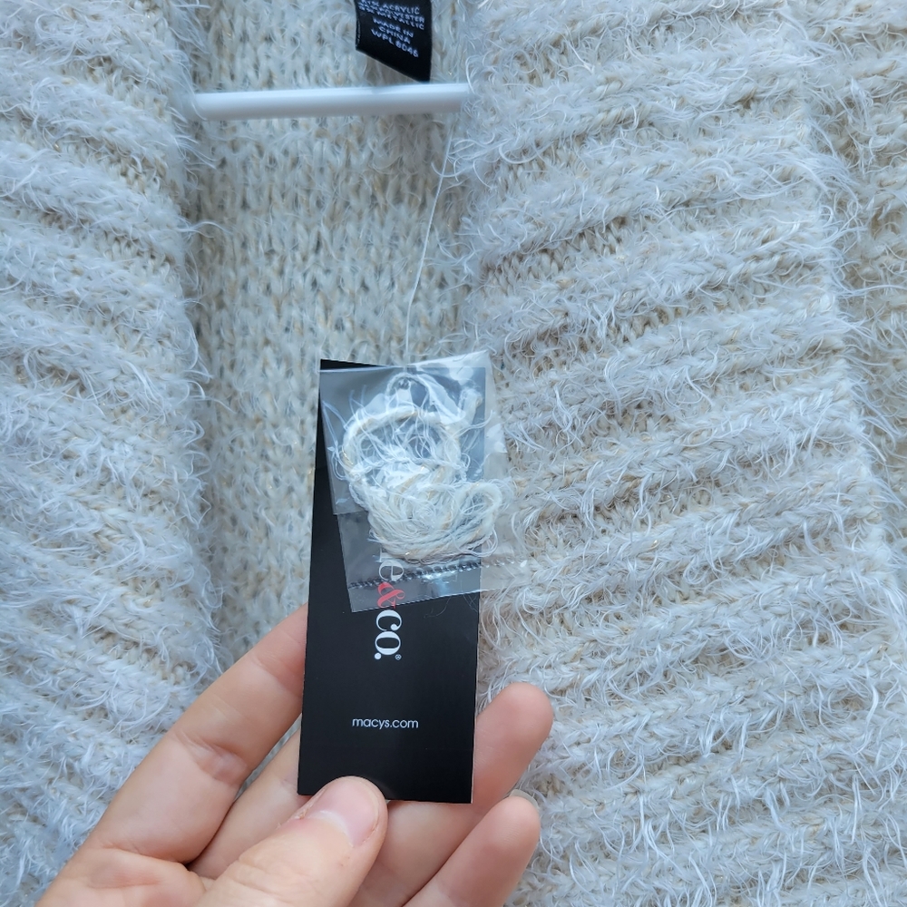 Style & Co. Cream Textured Open-Front Sweater - Picture 7 of 10
